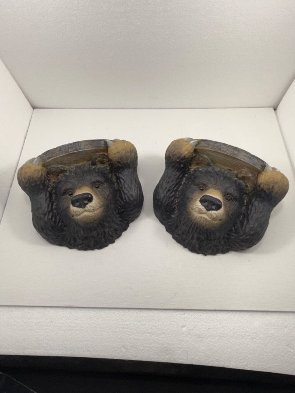 Vintage House of Lloyd 1990 Twin Bear Wall Sconce Taper Candle Holder Christmas